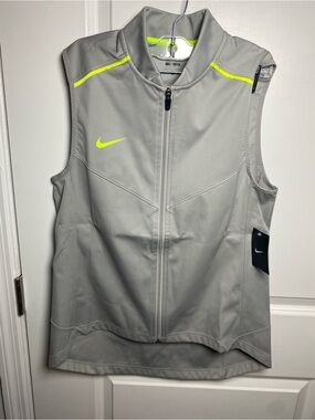 Nike Women’s Light Gray Sleeveless Training Vest with Neon Yellow Accents